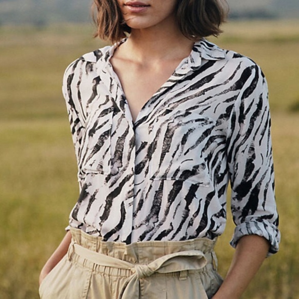 Anthro cloth & stone | XL | zebra print button up top